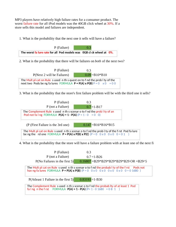 Probability of MP3 Player Failures - Analyzing iPod Models
