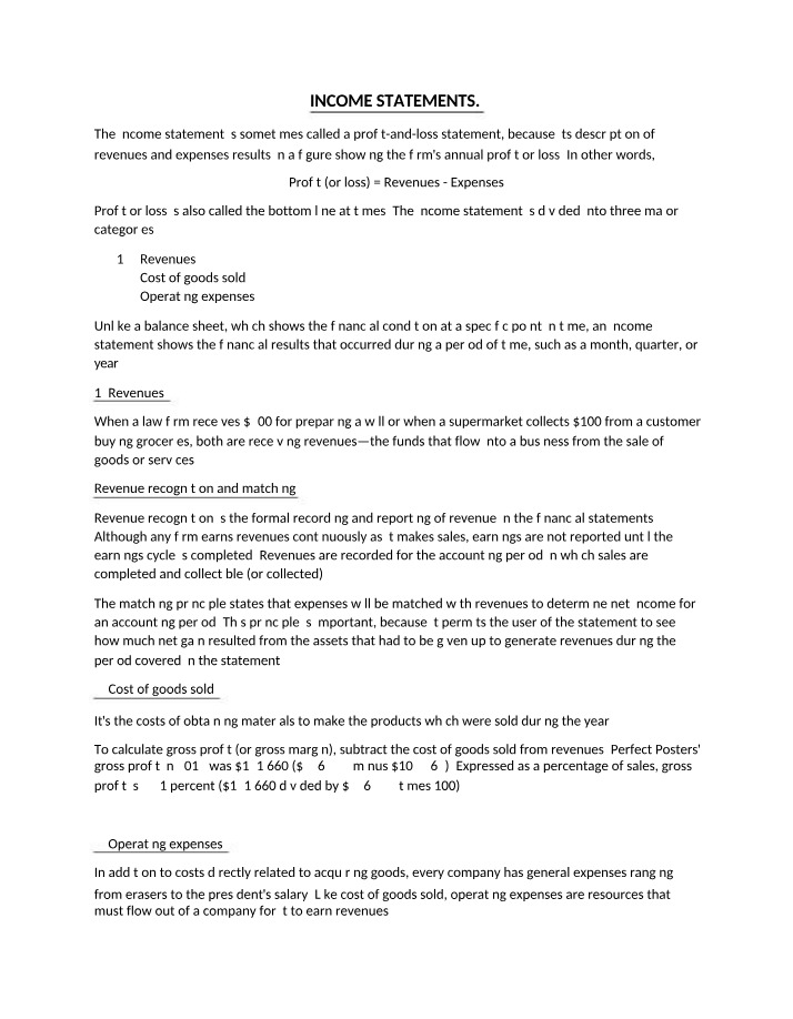 ACC100 - Income Statements