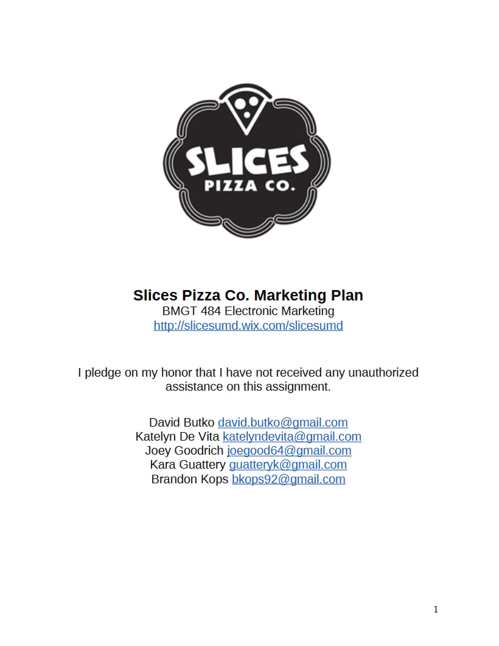 Marketing Plan Slices Pizza Co.