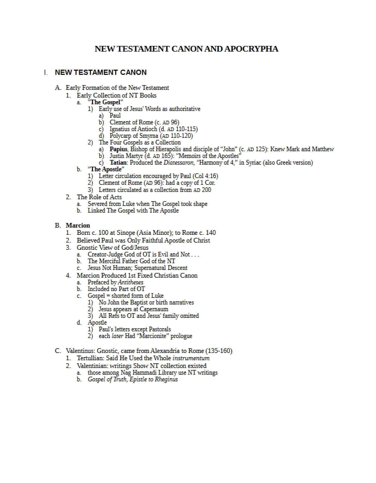 Apocrypha and Canon of the New Testament