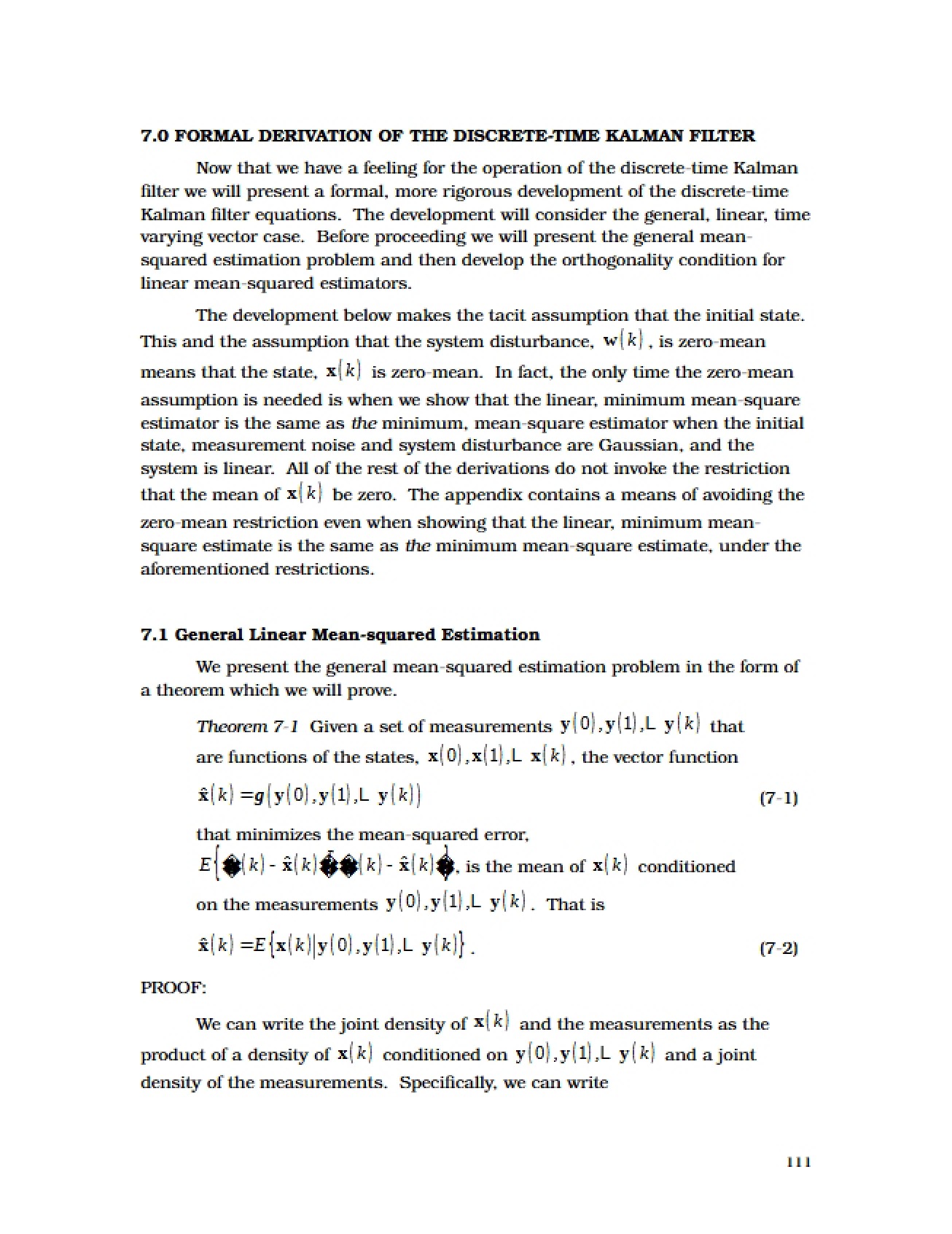 Discrete-Time Kalman Filter Formal Derivation