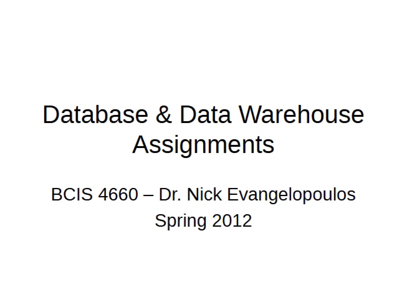 Assignments 1-2 Spring 2012