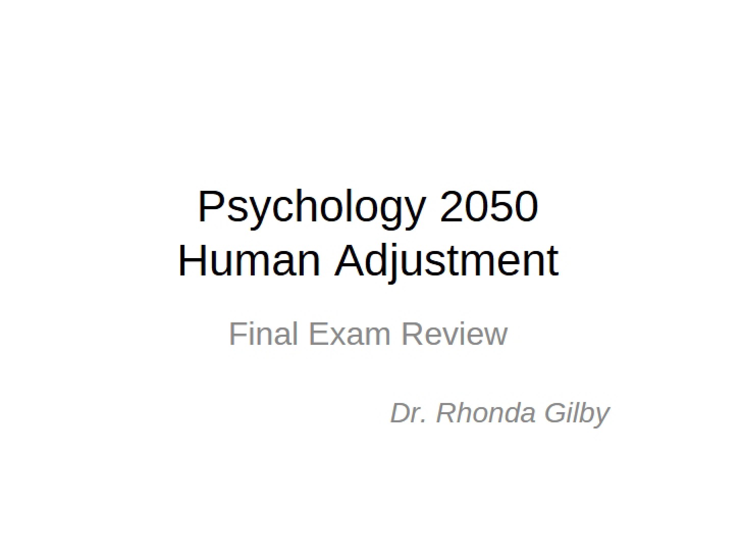 Review for Final Exam