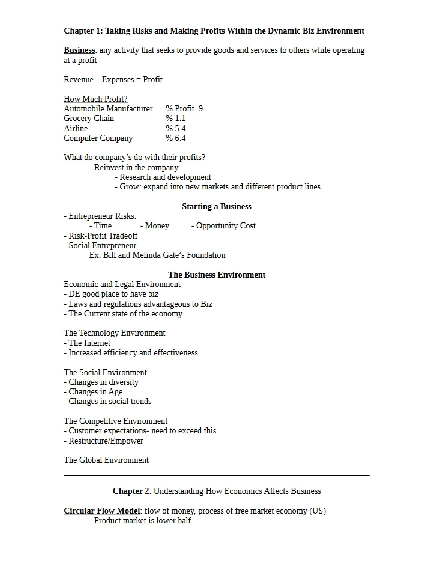 Study Guide for BUAD100 Exam 1