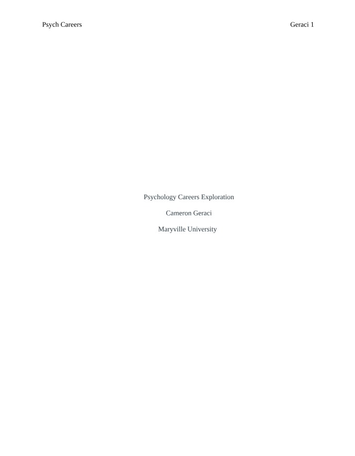 Psychology - Career Exploration