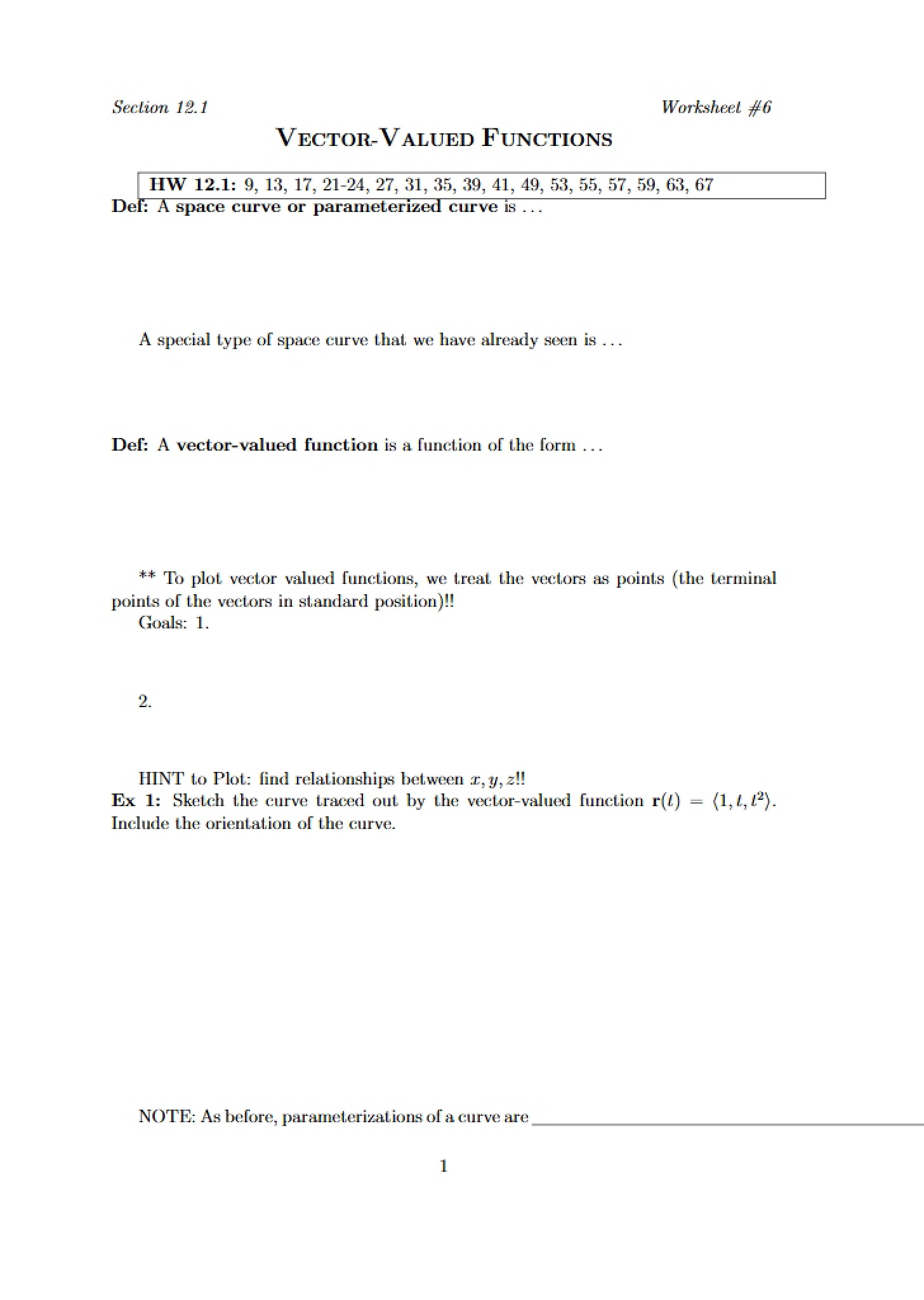 Functions of Vector Values