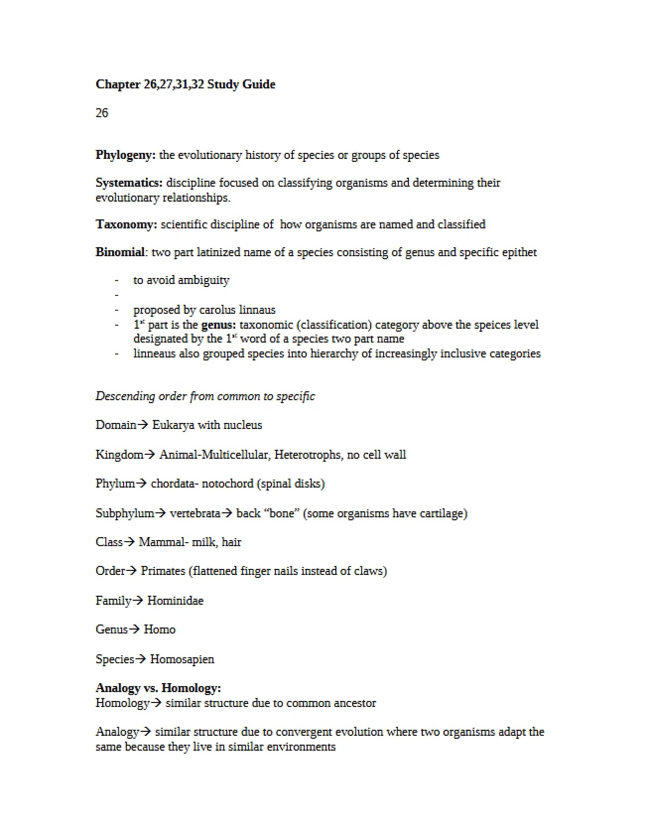 Phylogeny Notes