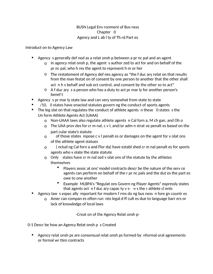 BUS 1260 Chapter 20 Notes