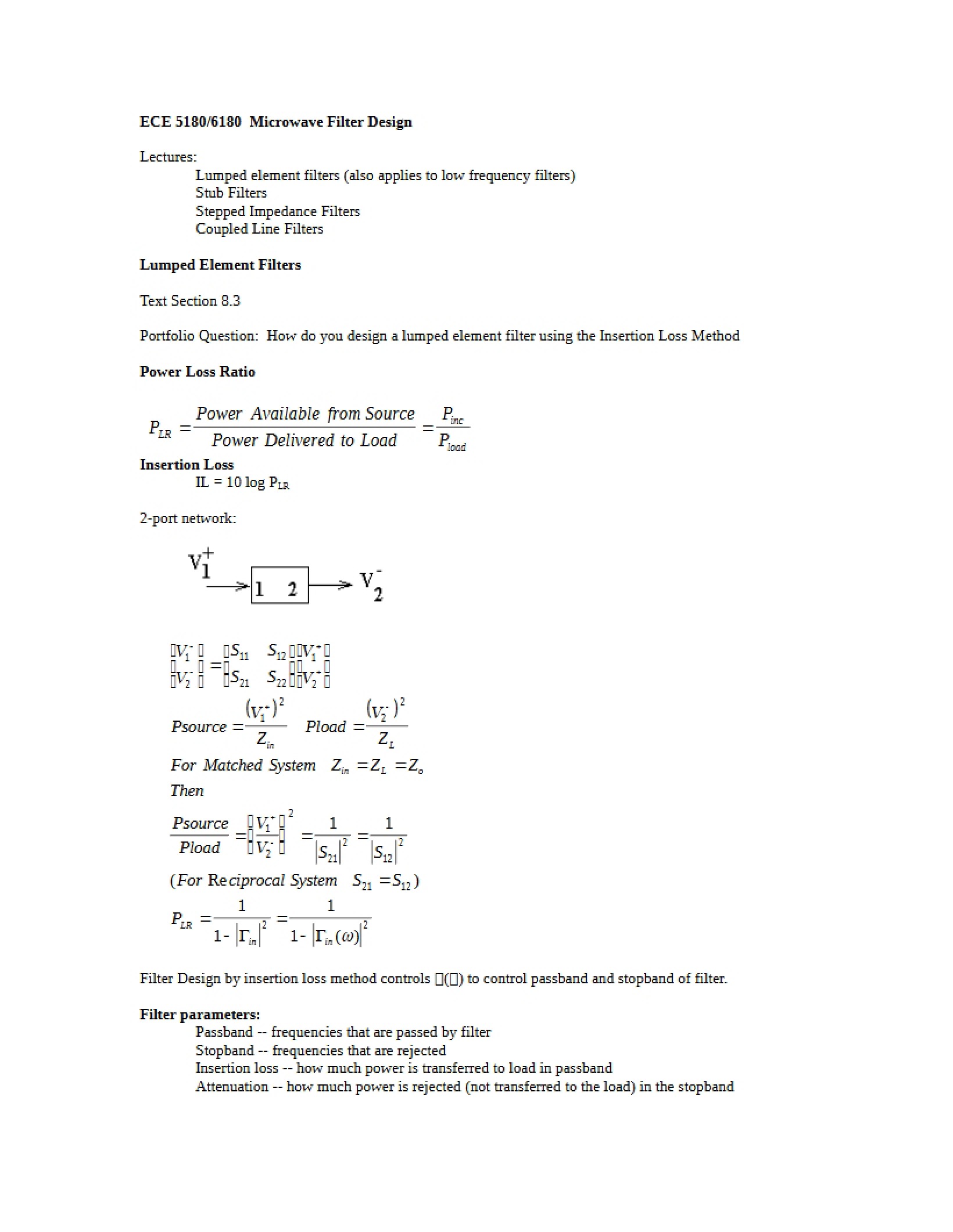 Designing Microwave Filters