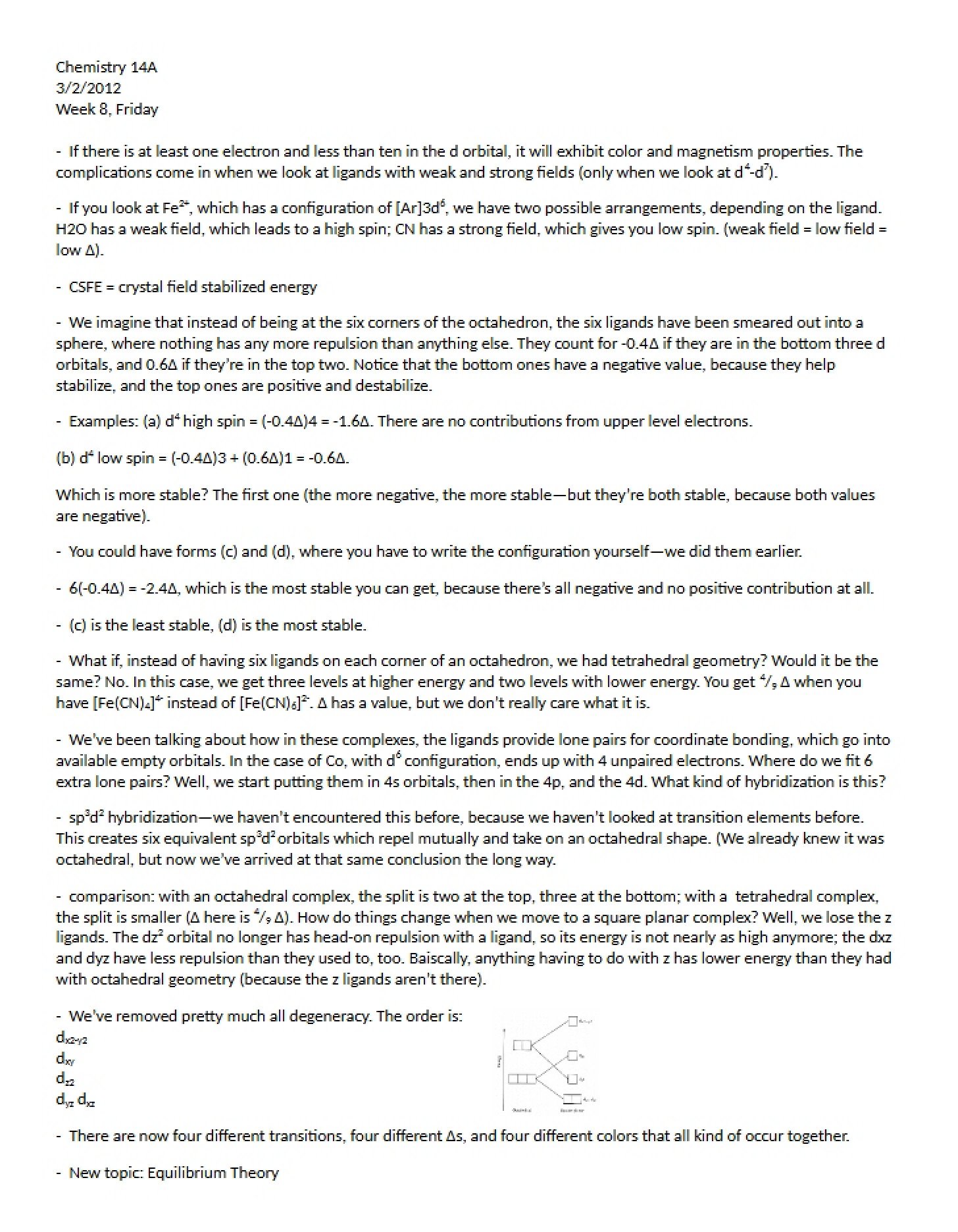 Equilibrium Theory and CSFE