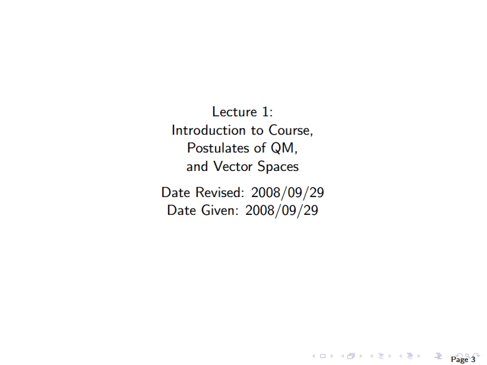 First Lecture