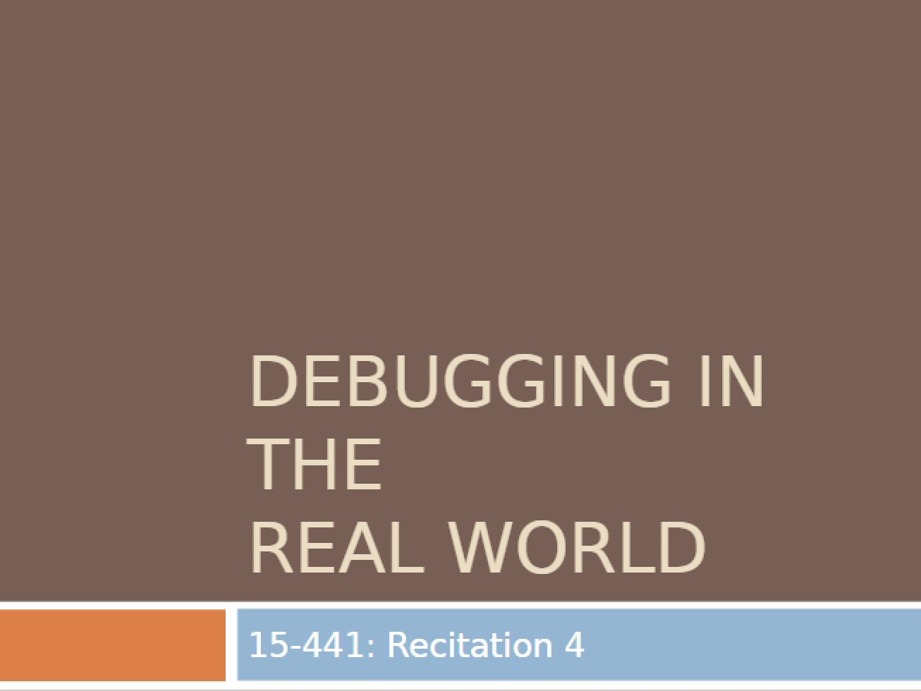 Real World Debugging Part One