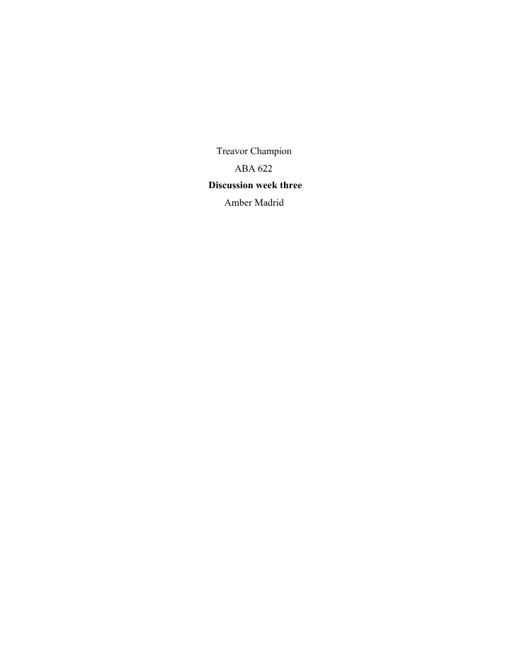 ABA 622 Discussion Notes - Week 3
