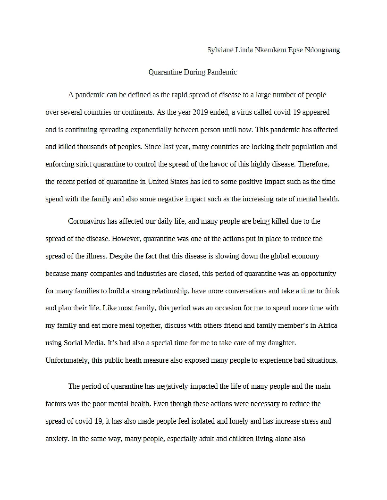 Essay on the Pandemic
