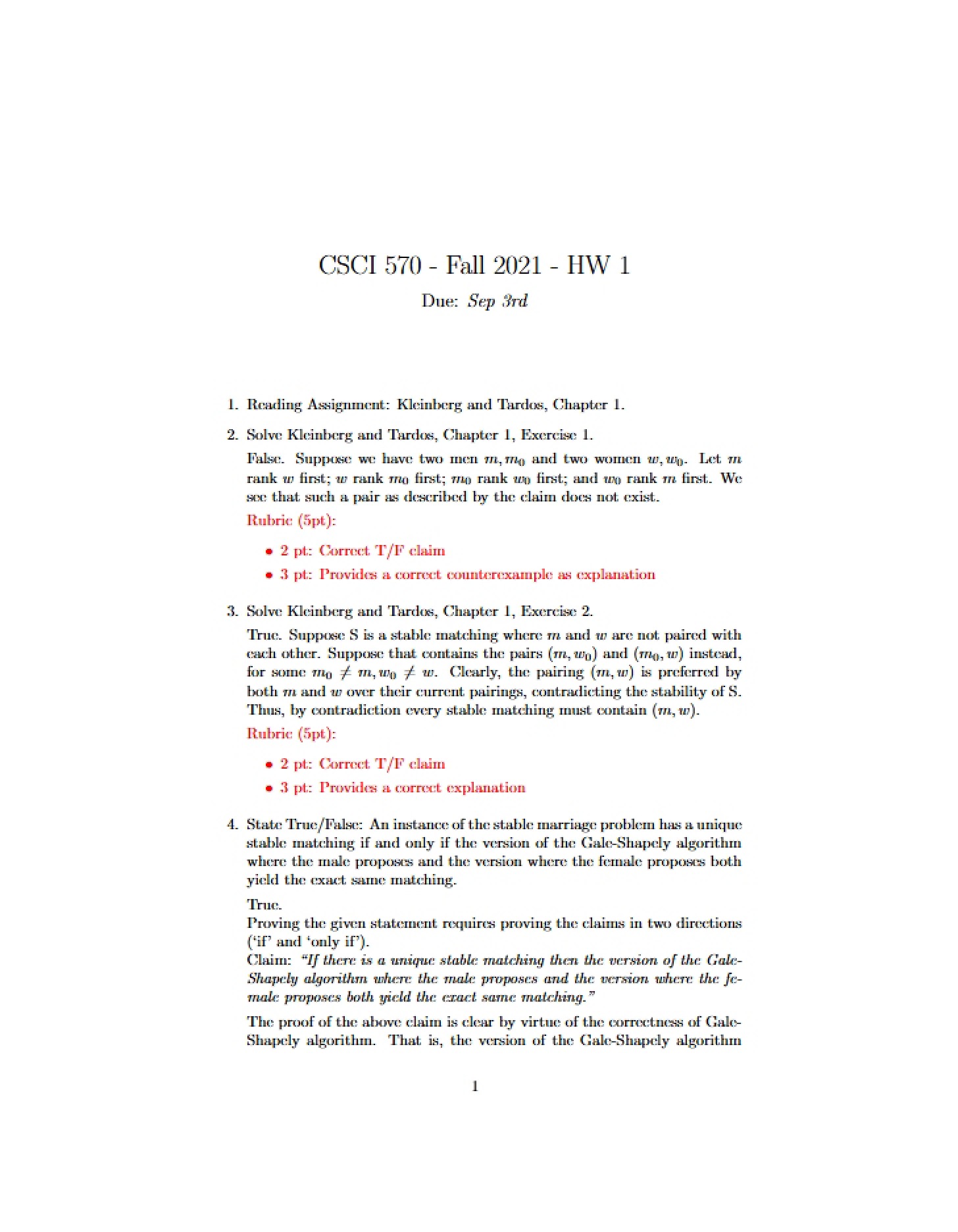 Homework 1 Fall 2021 (CSCI 570)