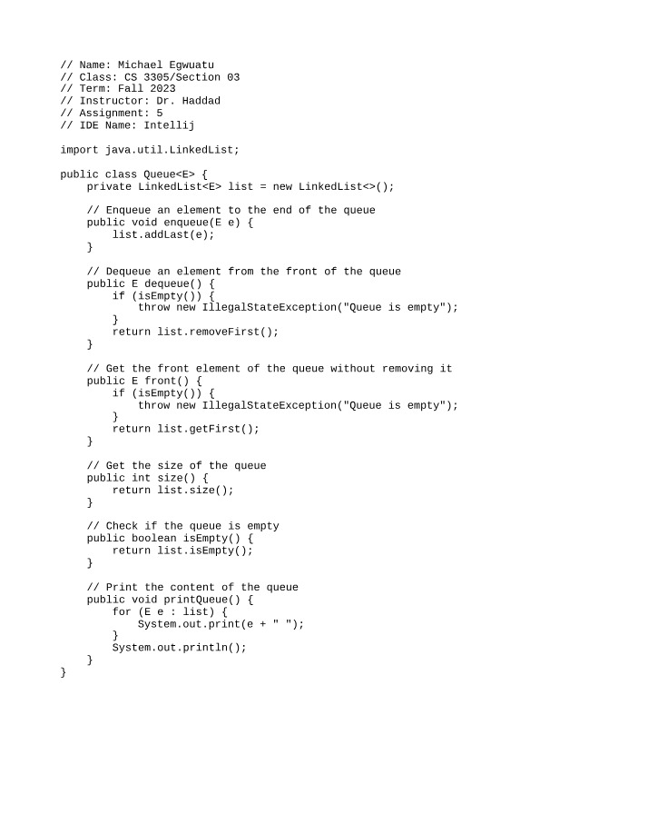 CS3503 - Queue Notes