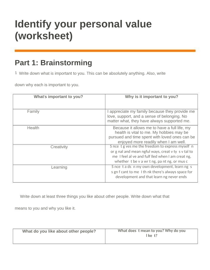 Identifying Personal Values - A Practical Worksheet