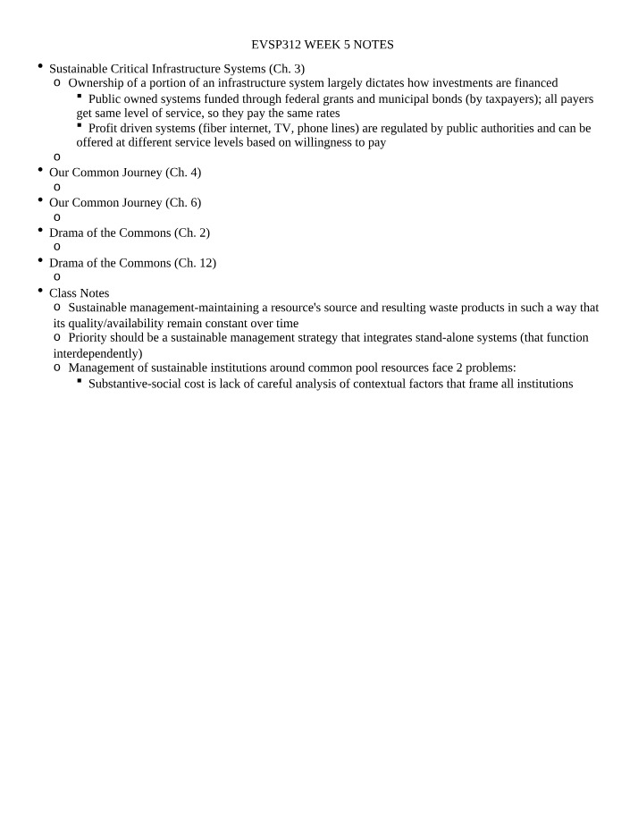 Week 5 Notes - EVSP312