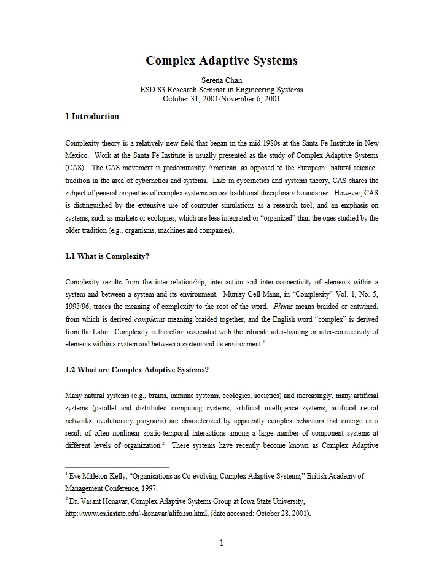 Adaptive Systems Complexity