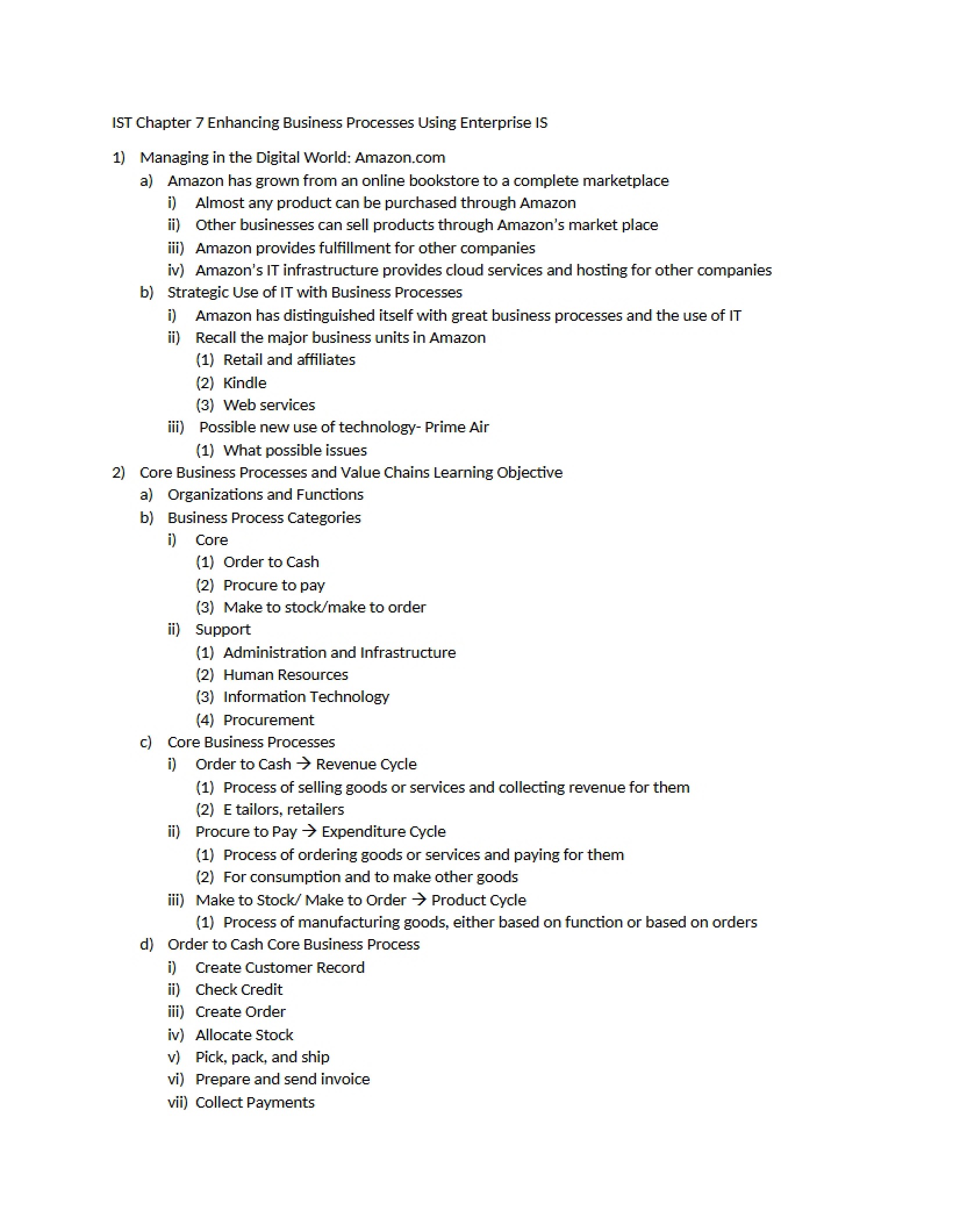 Enterprise IS for Business Processes (Ch 7)