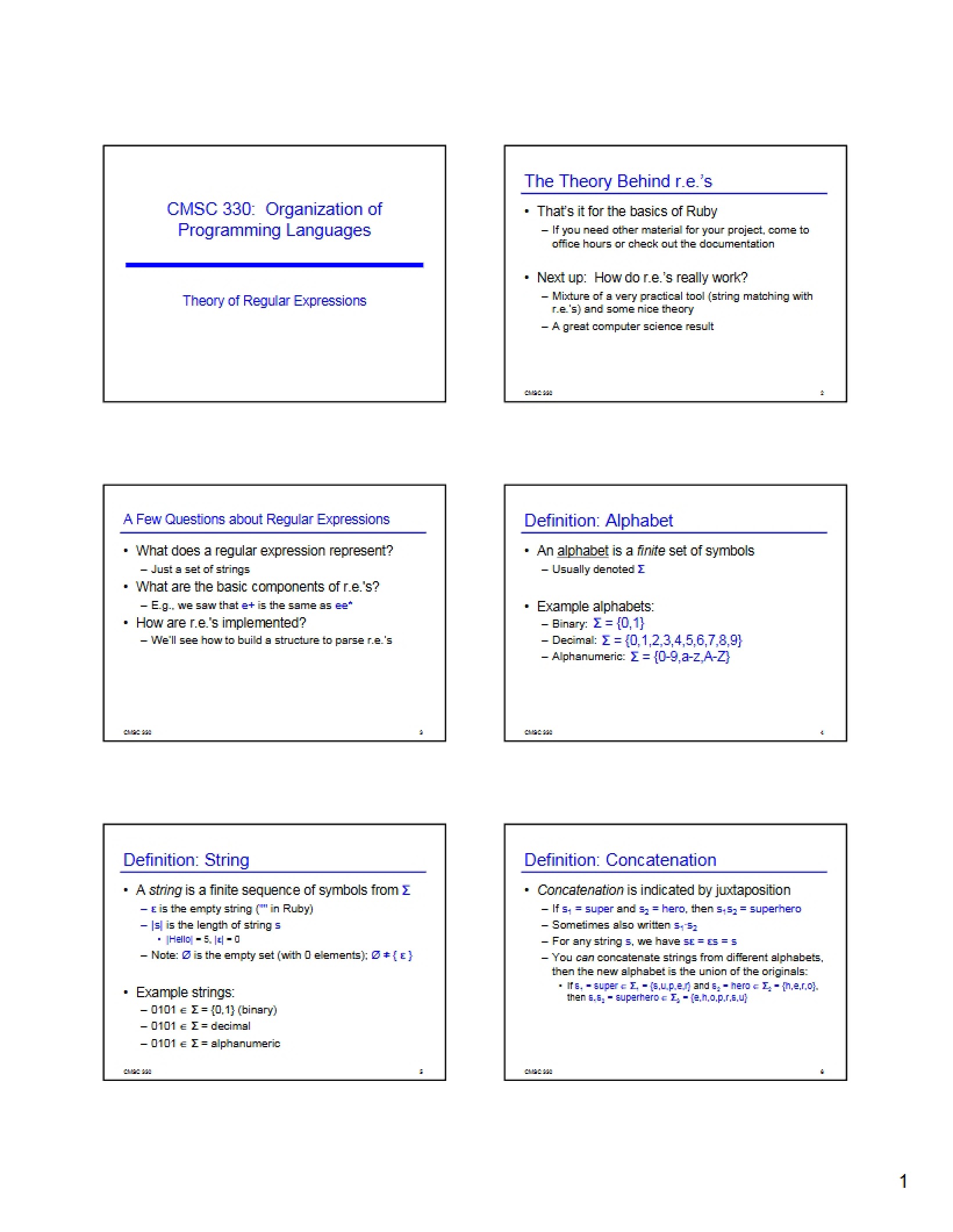 Regular Expression Theory