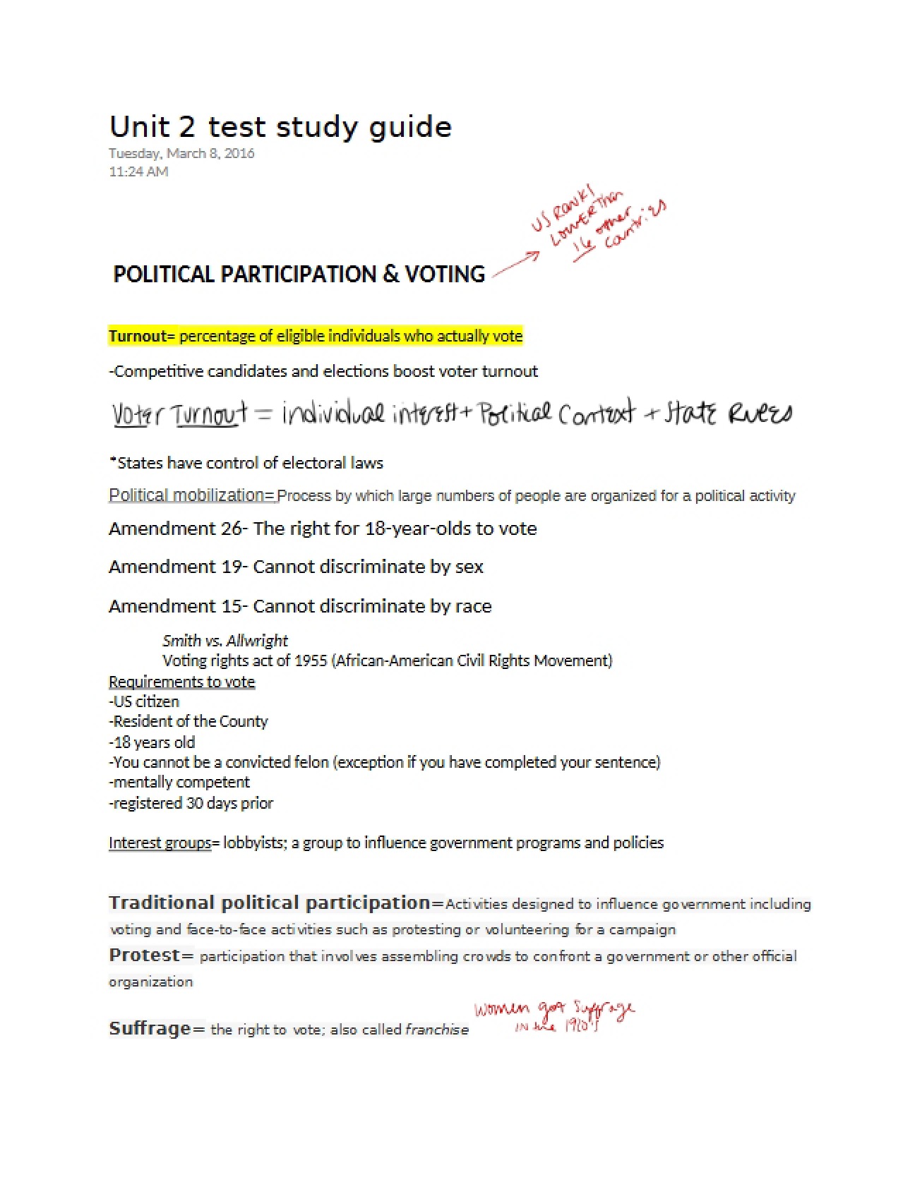 Study Guide for the Second Government Test