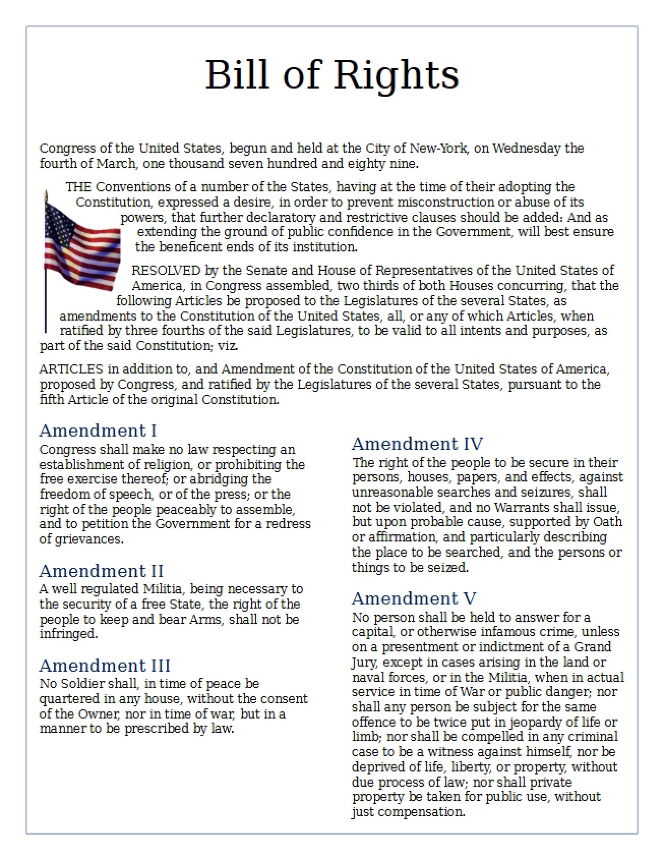 Document on Bill of Rights