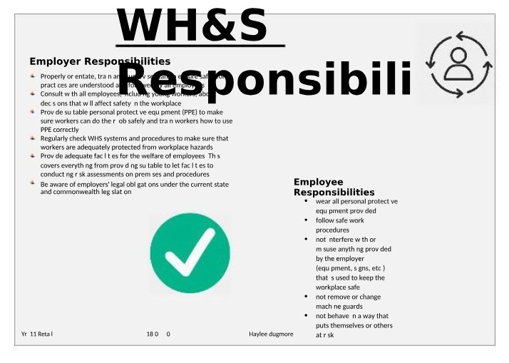 Workplace Safety - Employer and Employee Responsibilities