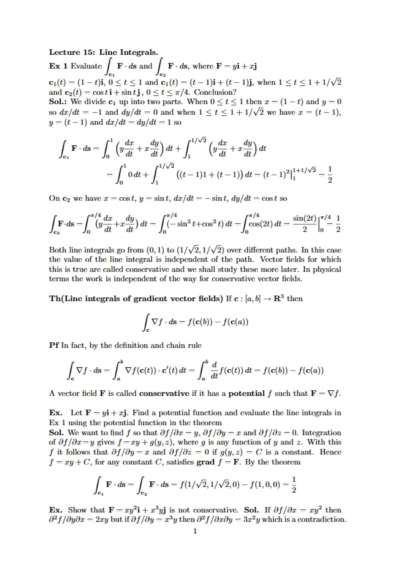 Analyzing Path and Line Integrals