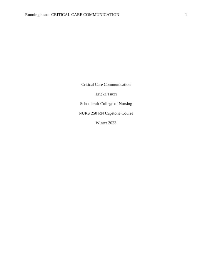 Effective Communication Strategies for Critical Care
