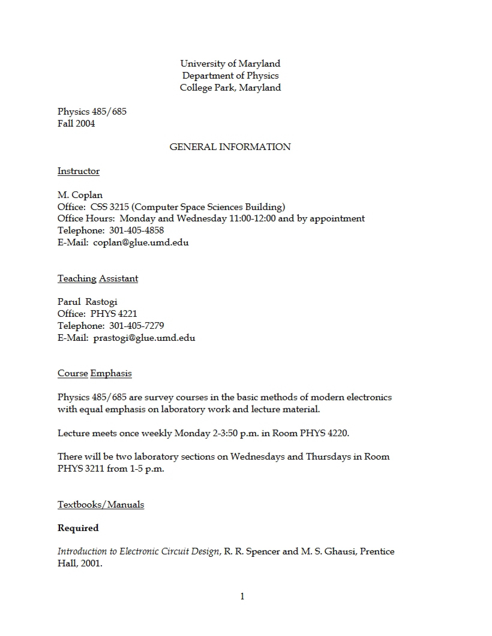 Research Electronics Syllabus