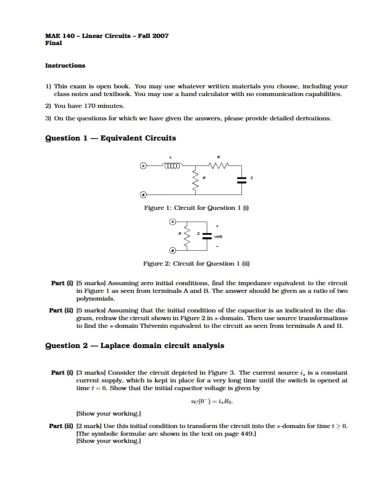 Linear Circuits Final Assessment