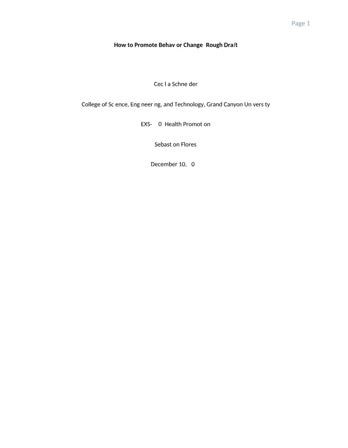 Rough Draft for Behavior Change