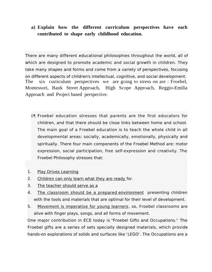 Assignment for Early Childhood