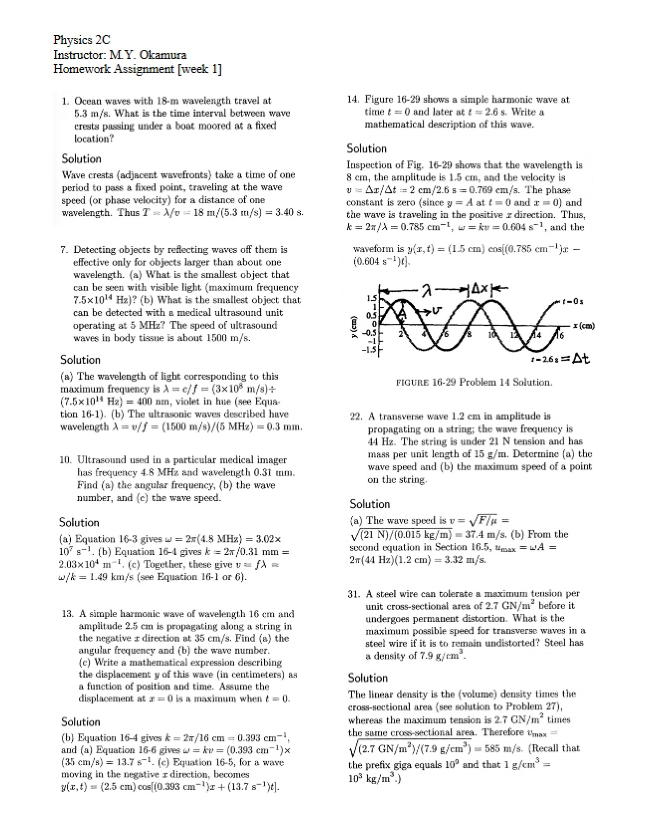 Optics and Wave Mechanics Problem Set 2