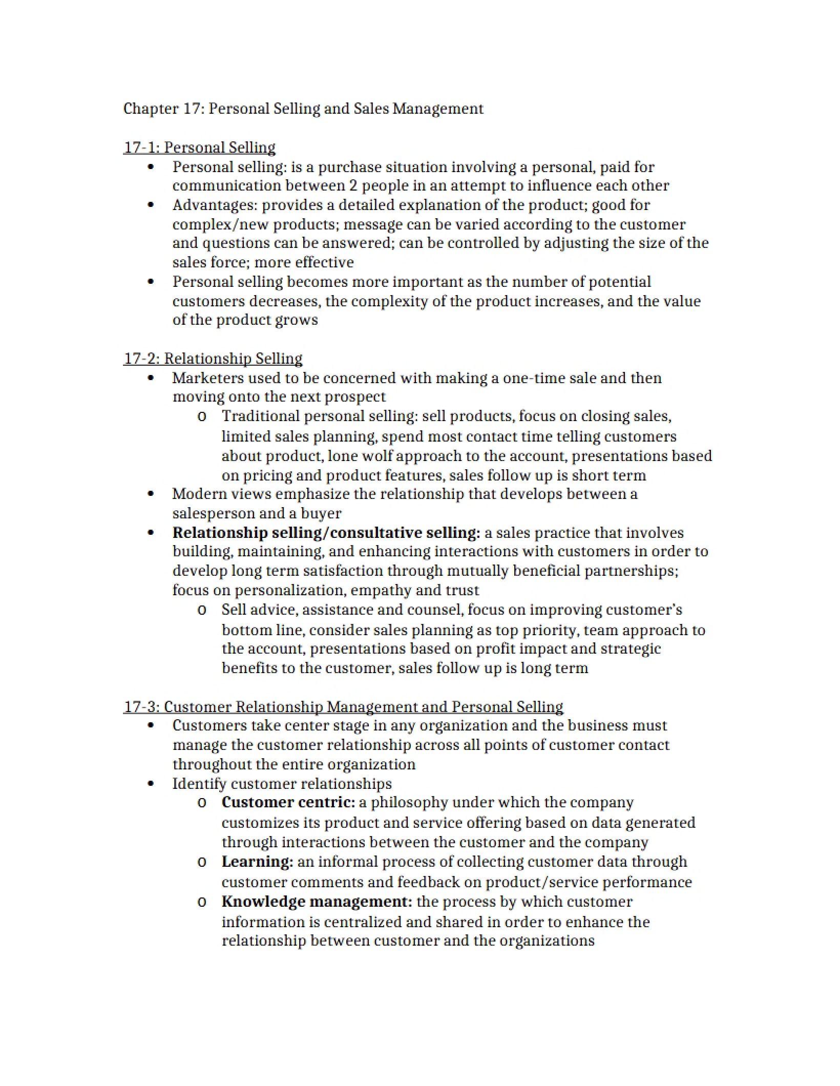 Sales Management and Personal Selling - Chapter 17
