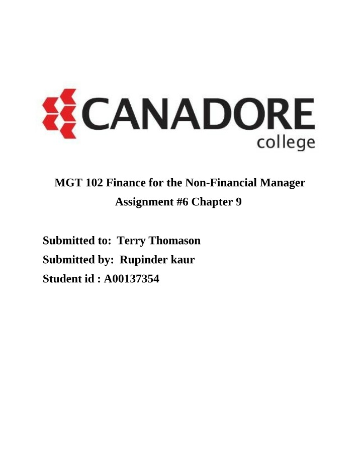 Homework for Chapter 9 - Assignment 6