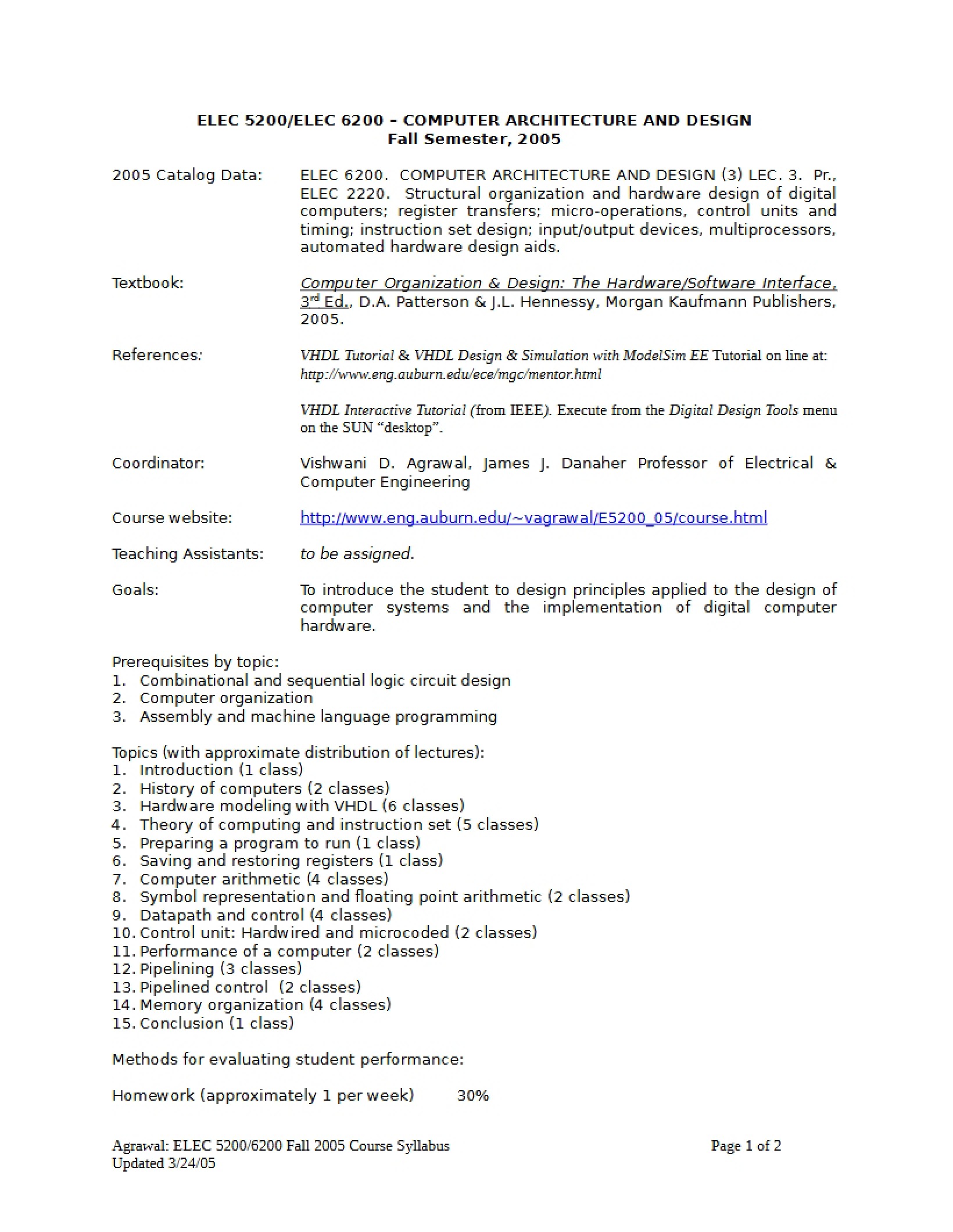 Syllabus ELEC 5200