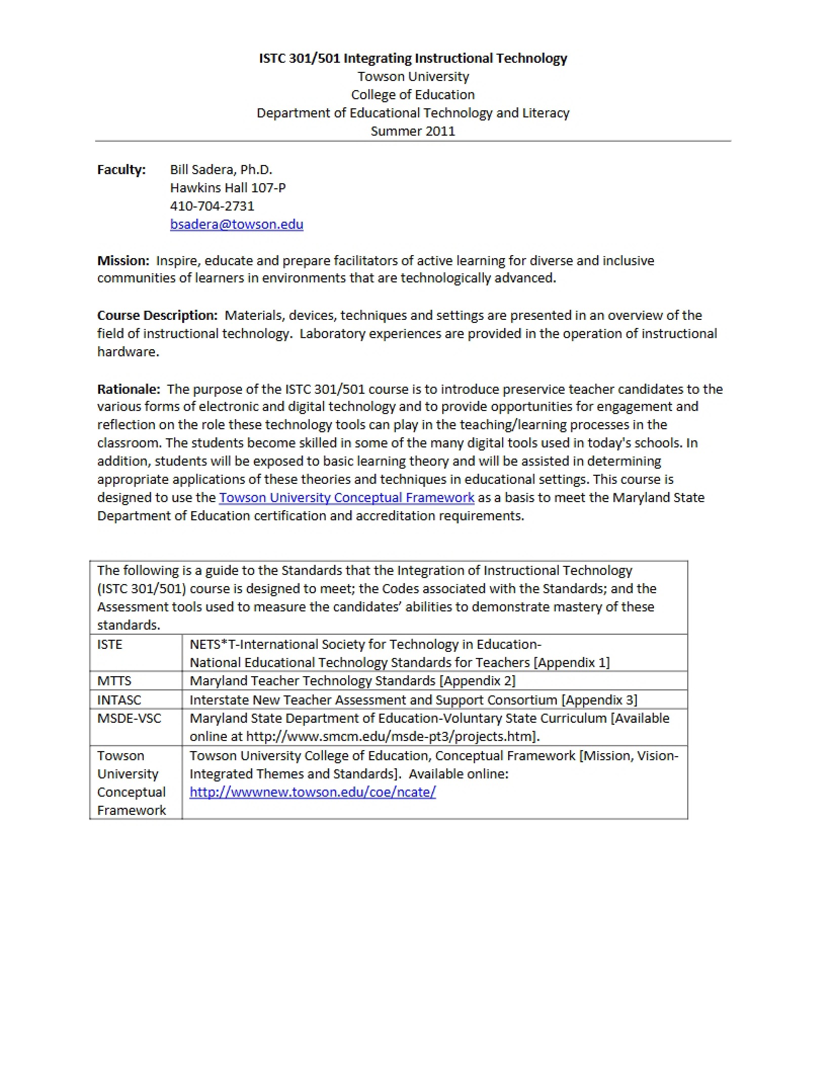 Instructional Technology Syllabus