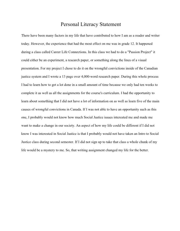 Wrongful Convictions - A Life-Changing Writing Assignment