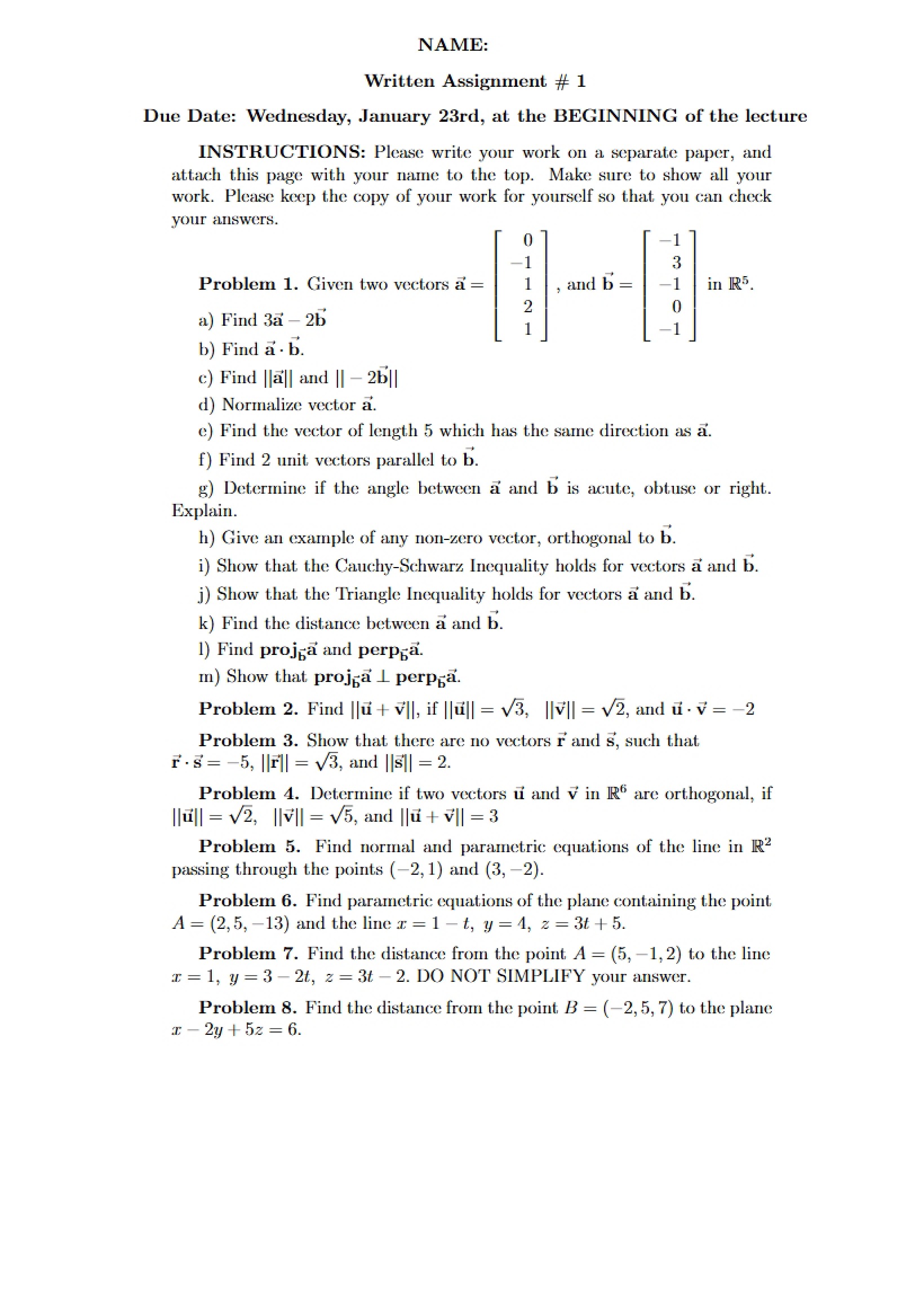 First Written Assignment