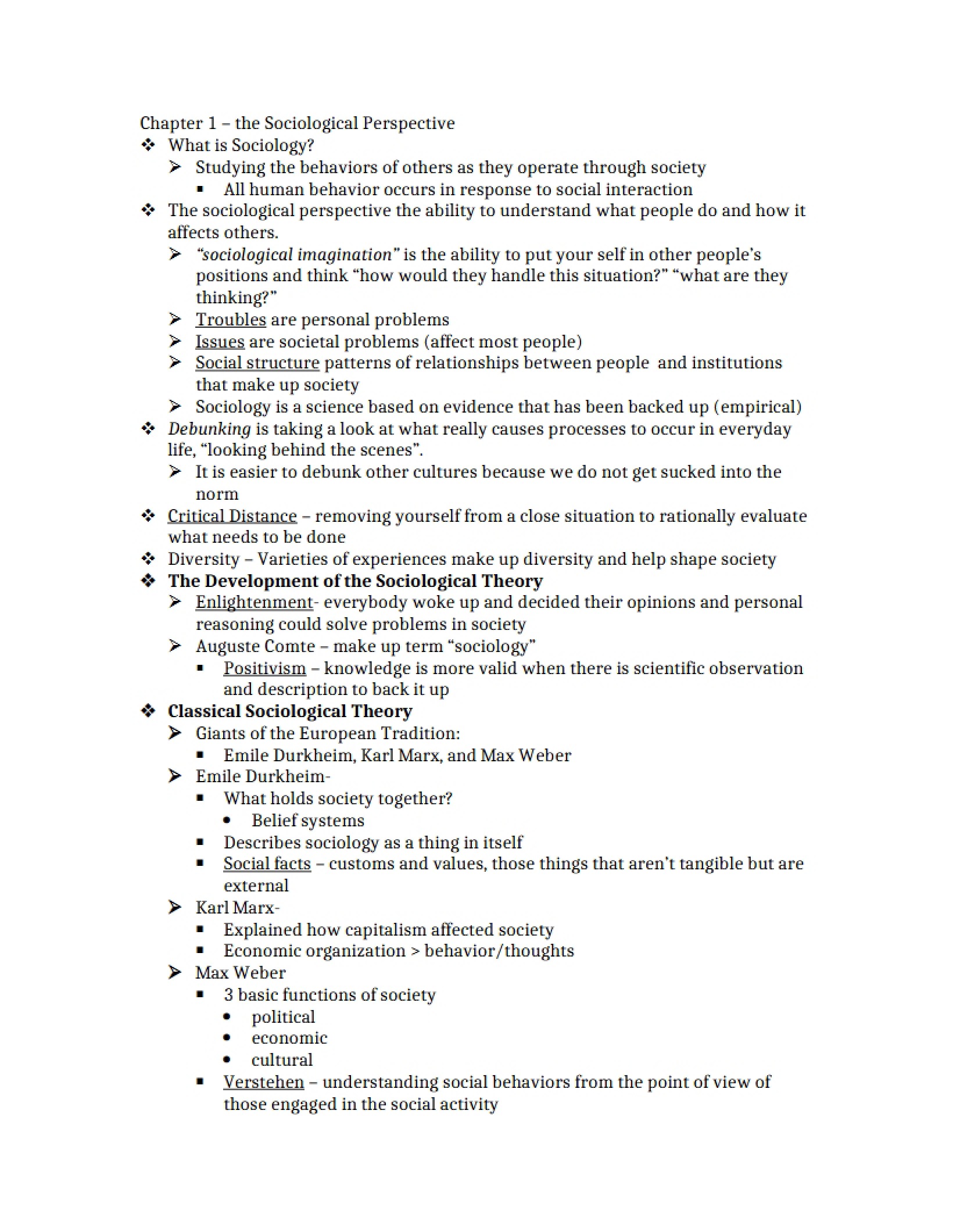 Sociological Perspective (Chapter 1)