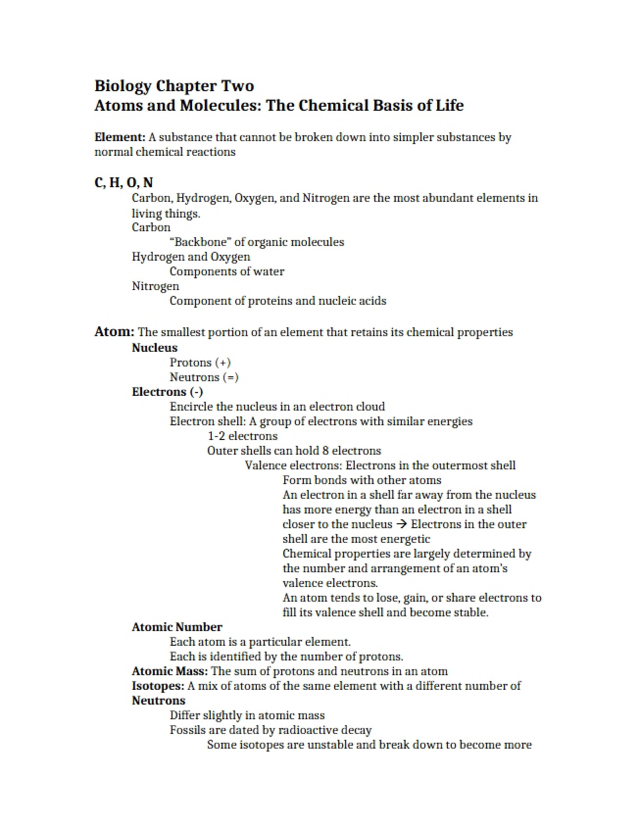 Biology Chapter 2