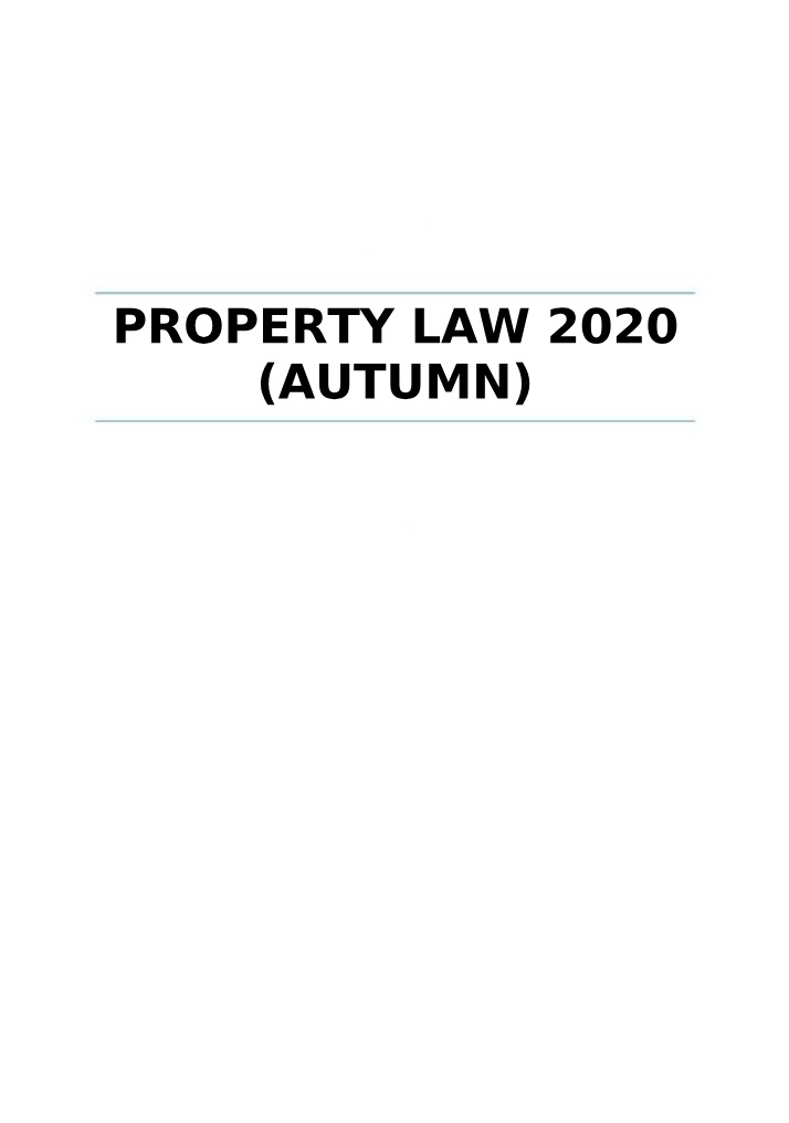Property Law - Boundaries, Possession, and Overview