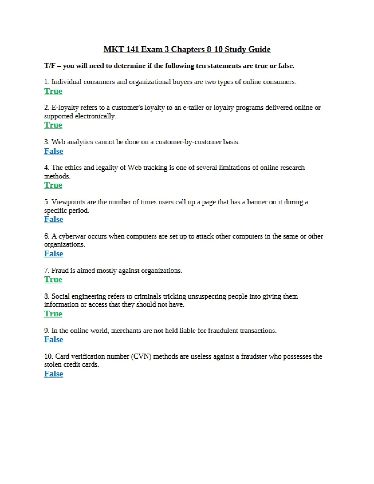 Examination Three