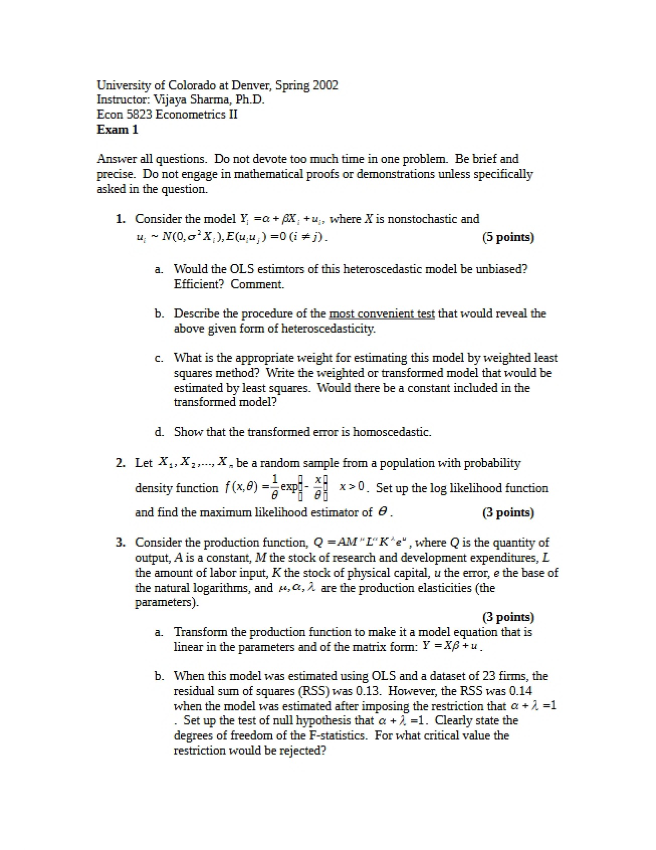 Examination One