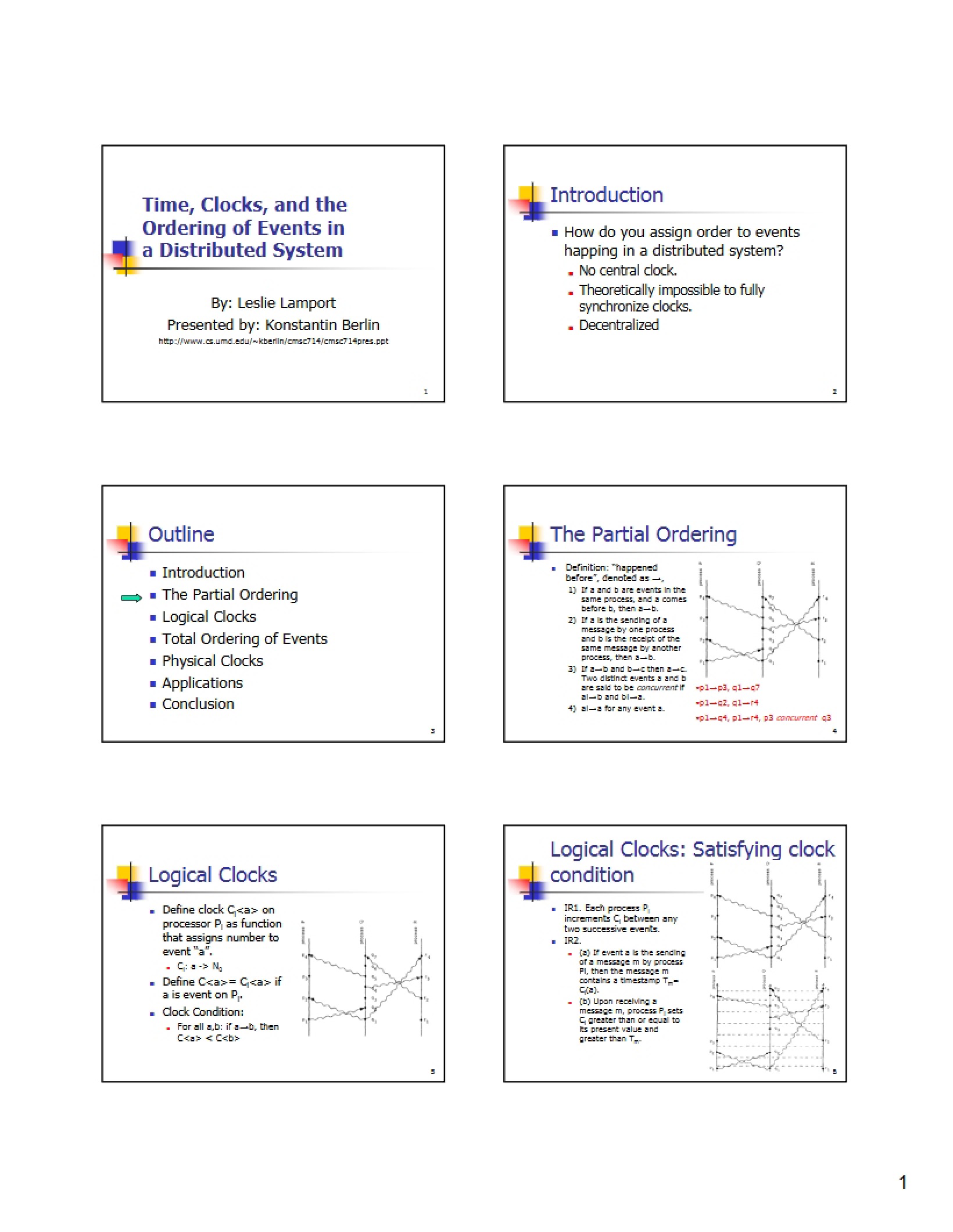 Time and Clocks in Distributed Systems