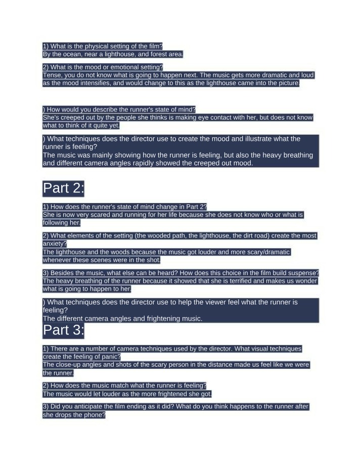 Questions and Answers for Project Runaway Film Analysis