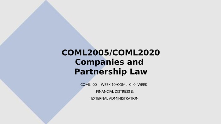 Financial Distress and External Administration