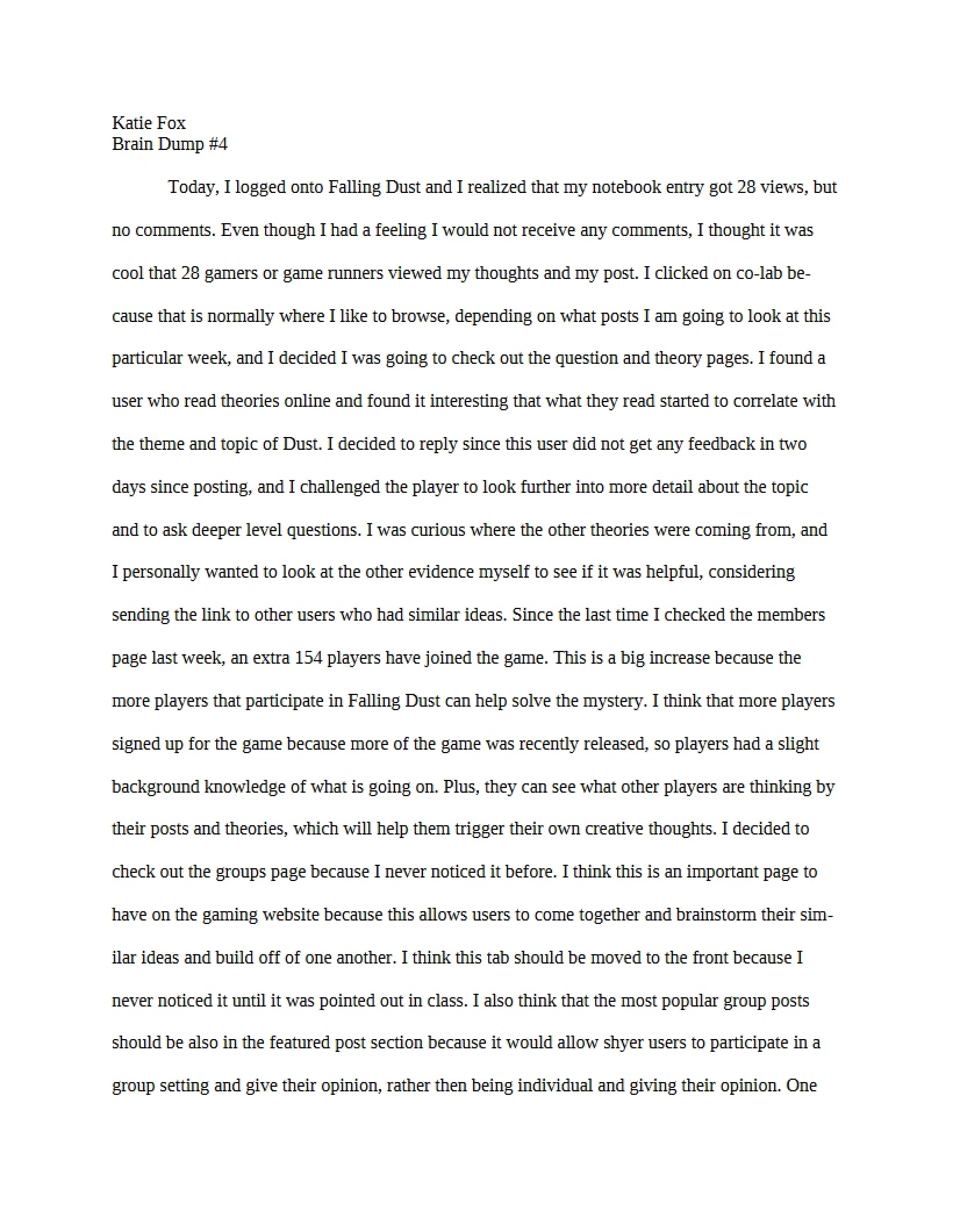 Fourth Brain Dump